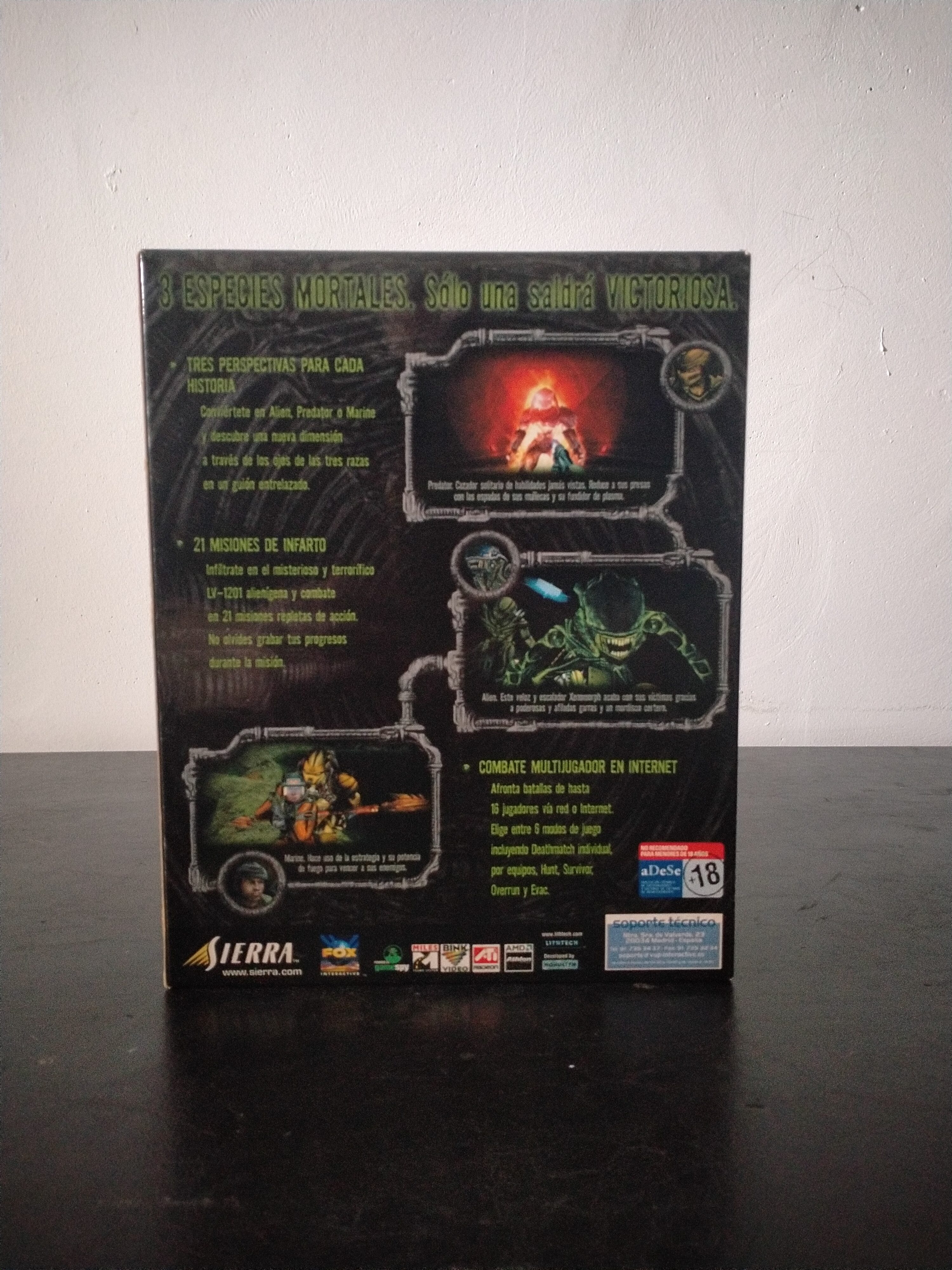 Imagen documental 2 de Aliens versus Predator 2, formato Big Box, para Windows 95, Windows 98, Windows Me