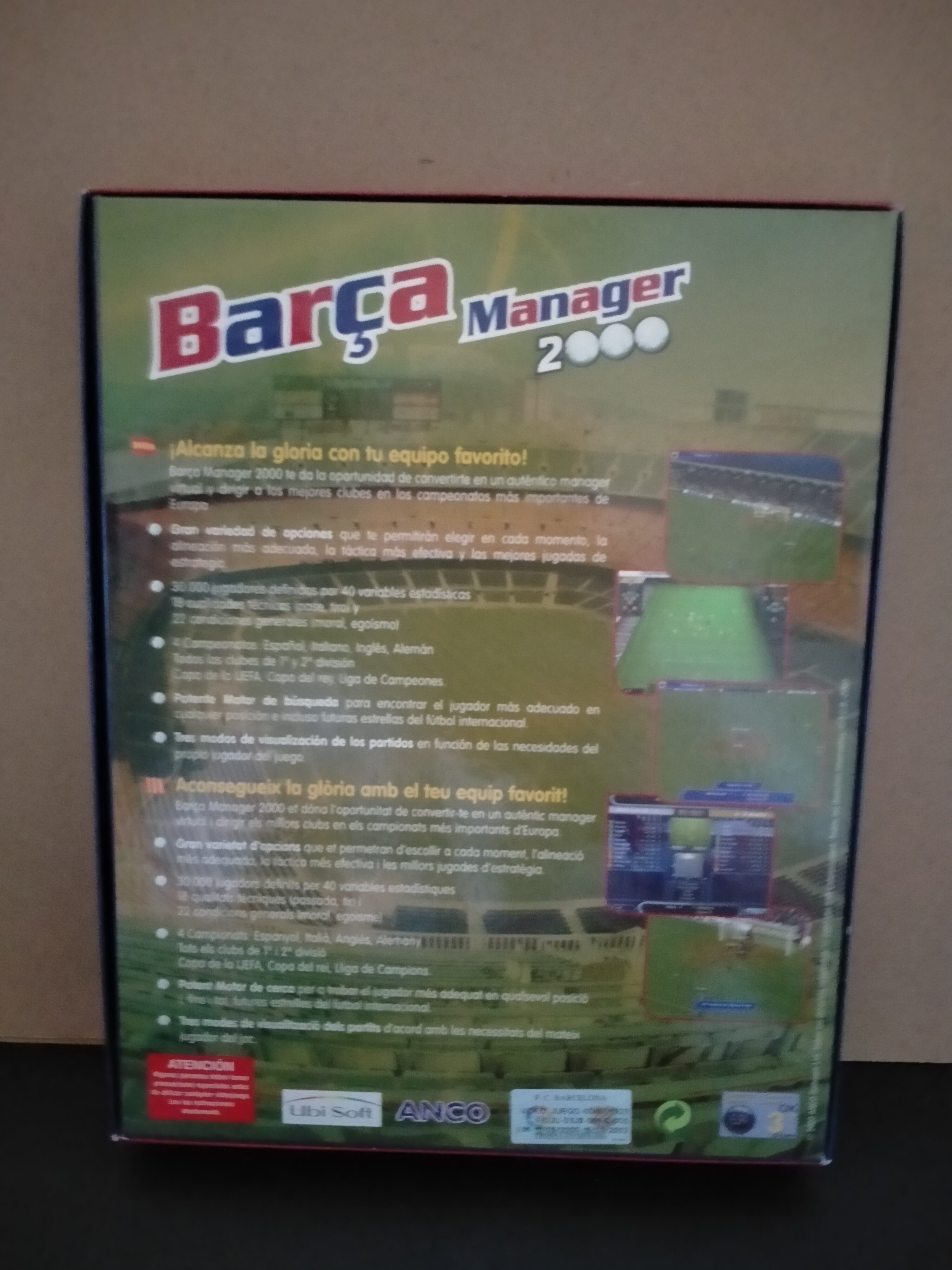 Imagen documental 2 de Barça Manager 2000, formato Big Box, para Windows 95, Windows 98, Win2000