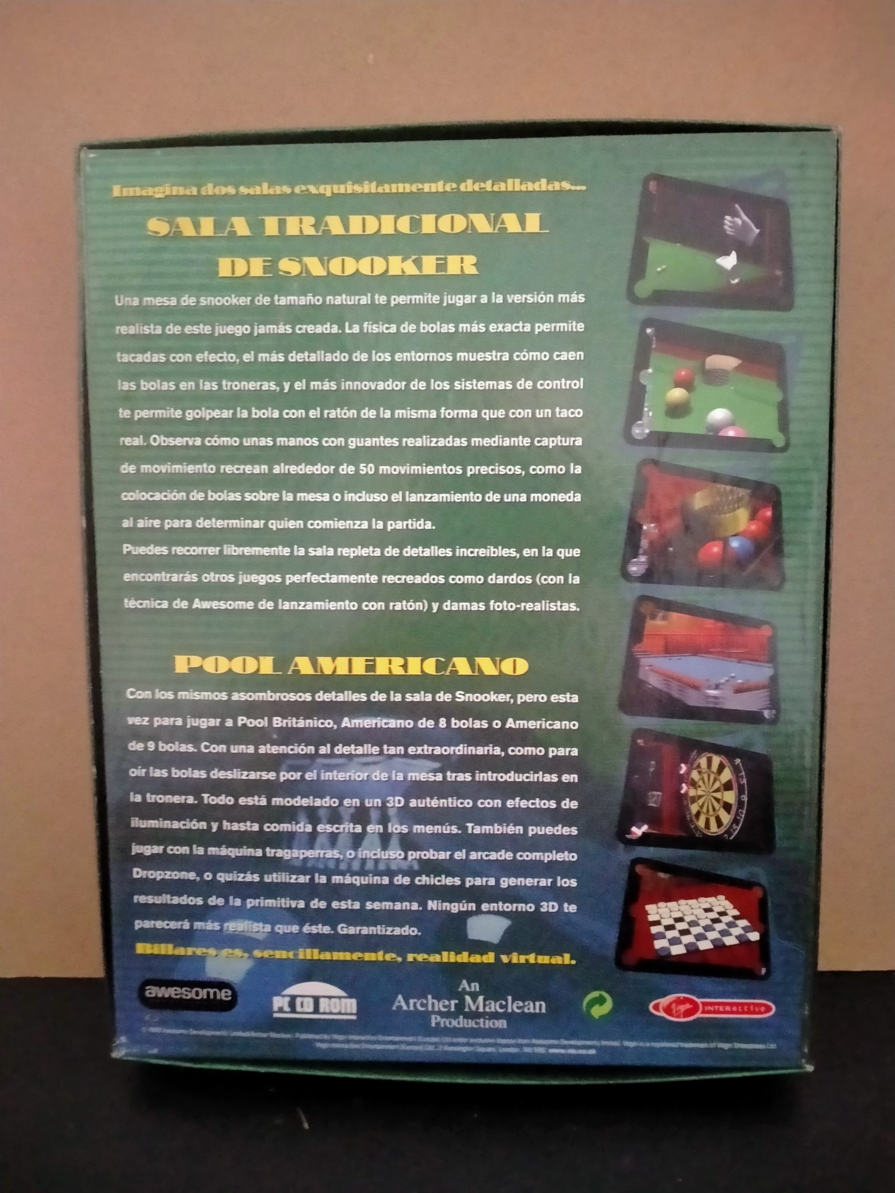 Imagen documental 2 de Billares, formato Big Box, para Windows 95, Windows 98
