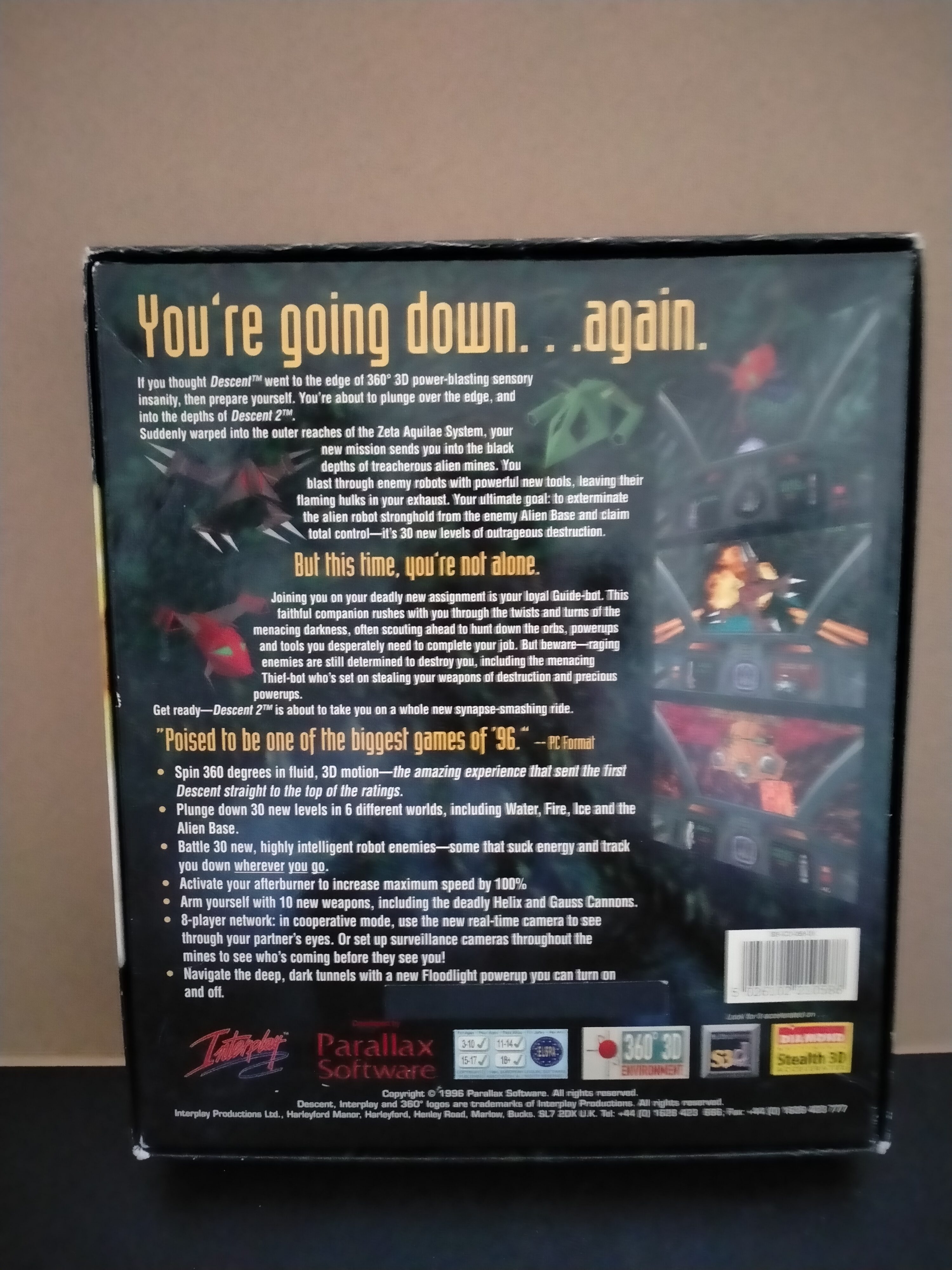 Imagen documental 2 de Descent II, formato Big Box, para MS-DOS, Windows 95, Windows 98