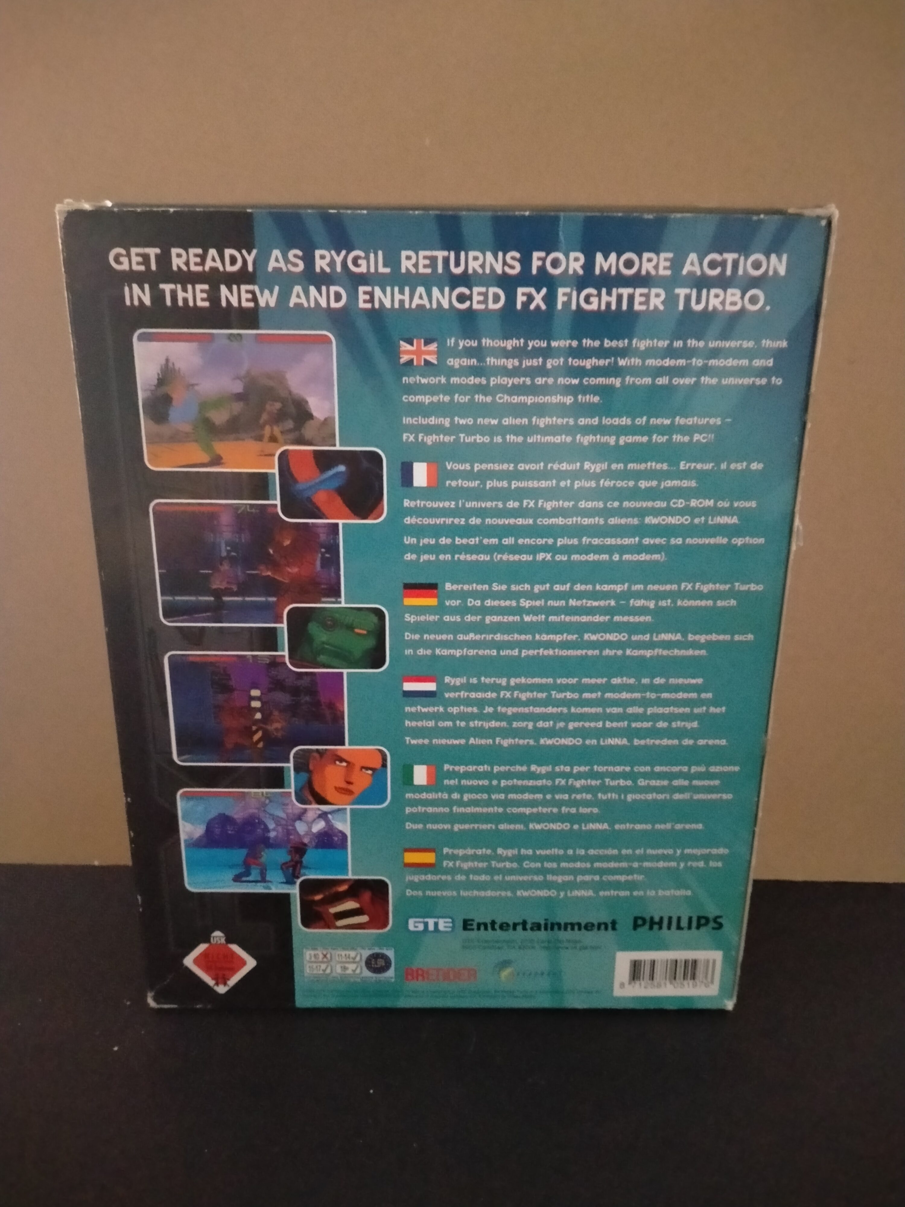 Imagen documental 2 de FX Fighter Turbo, formato Big Box, para Windows 95, Windows 98