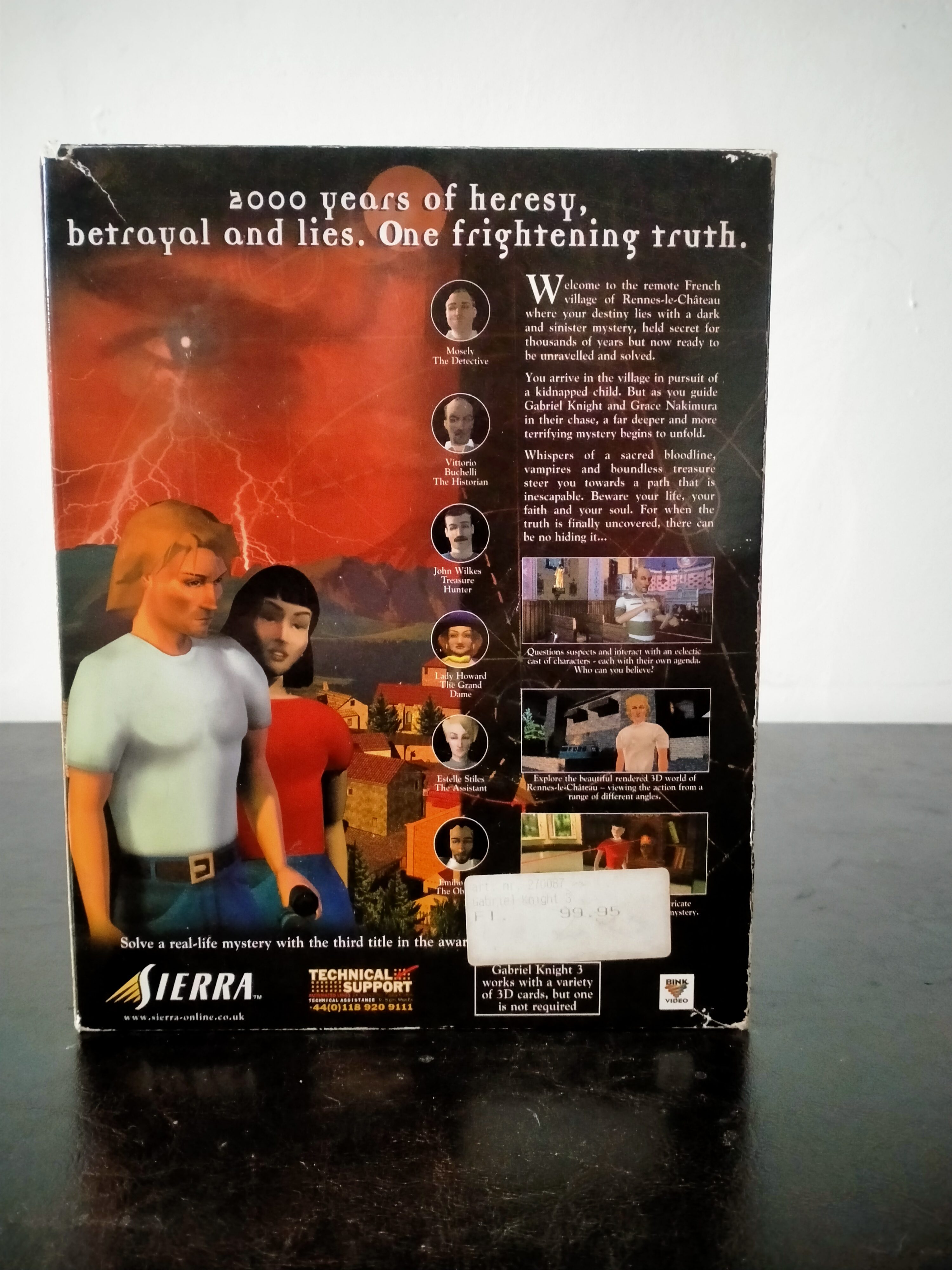 Imagen documental 2 de Gabriel Knight 3: Blood of the Sacred, Blood of the Damned, formato Big Box, para Windows 95, Windows 98