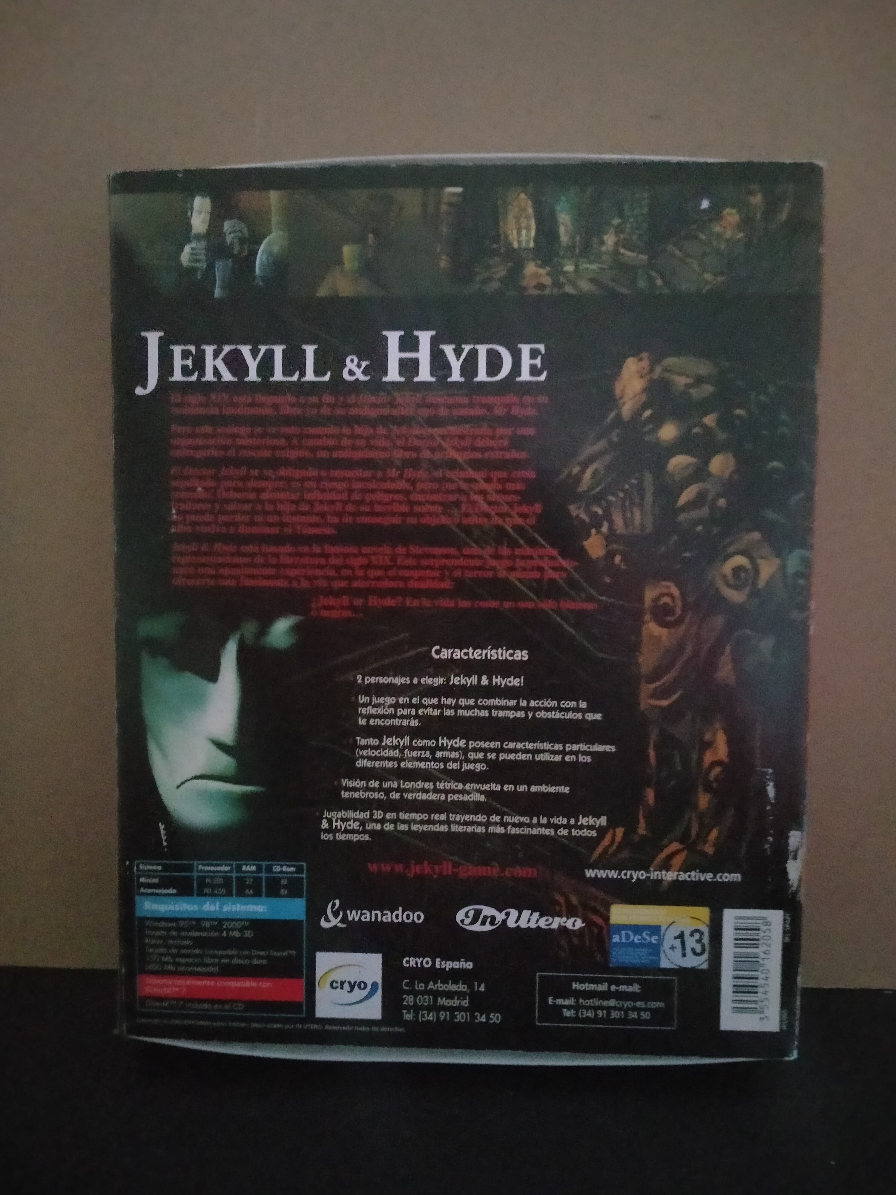 Imagen documental 2 de Jekyll & Hyde, formato Big Box, para Windows 95, Windows 98, Windows Me
