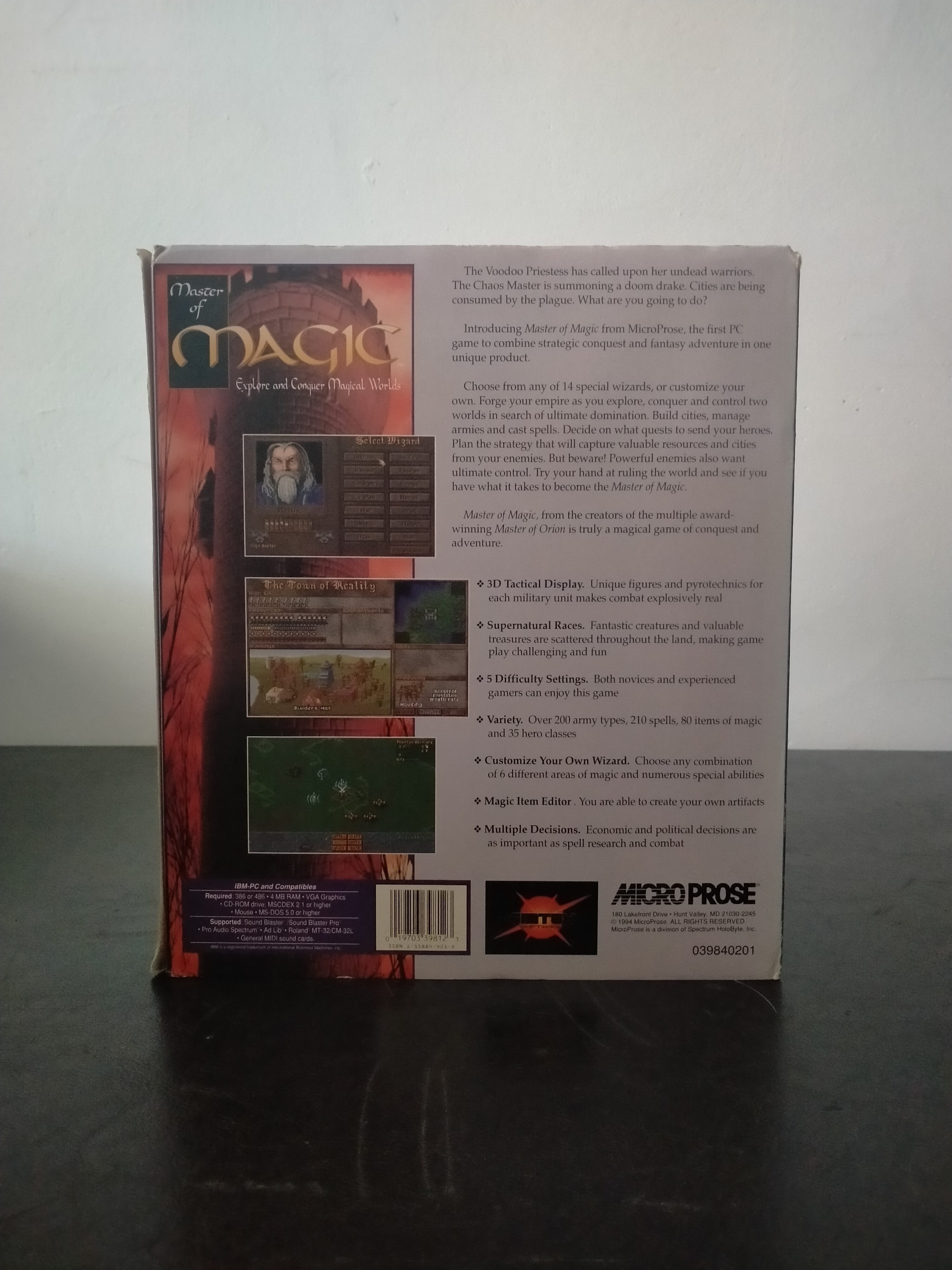 Imagen documental 2 de Master of Magic, formato Big Box, para MS-DOS