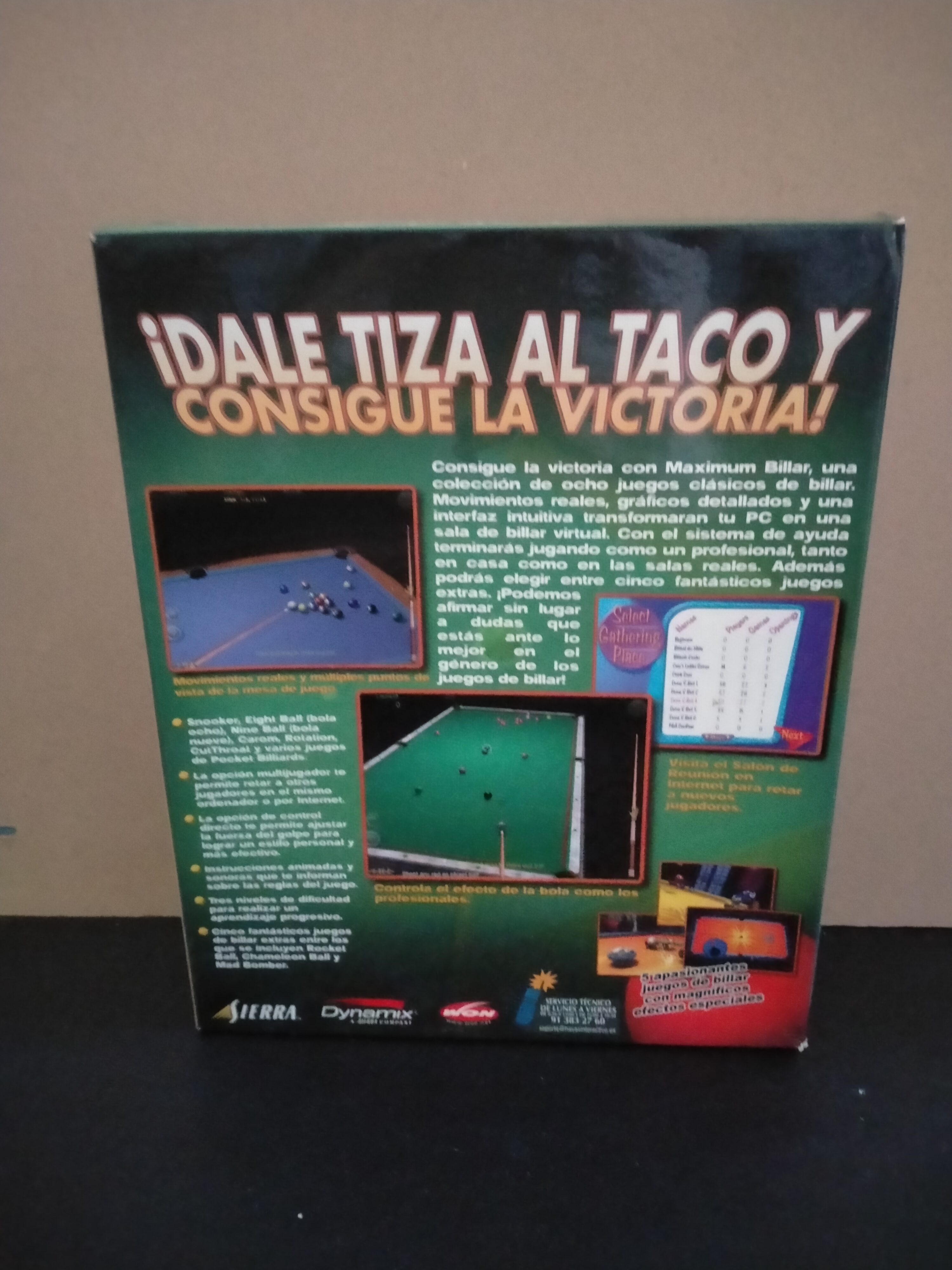 Imagen documental 2 de Maximum Billar, formato Big Box, para Windows 95, Windows 98
