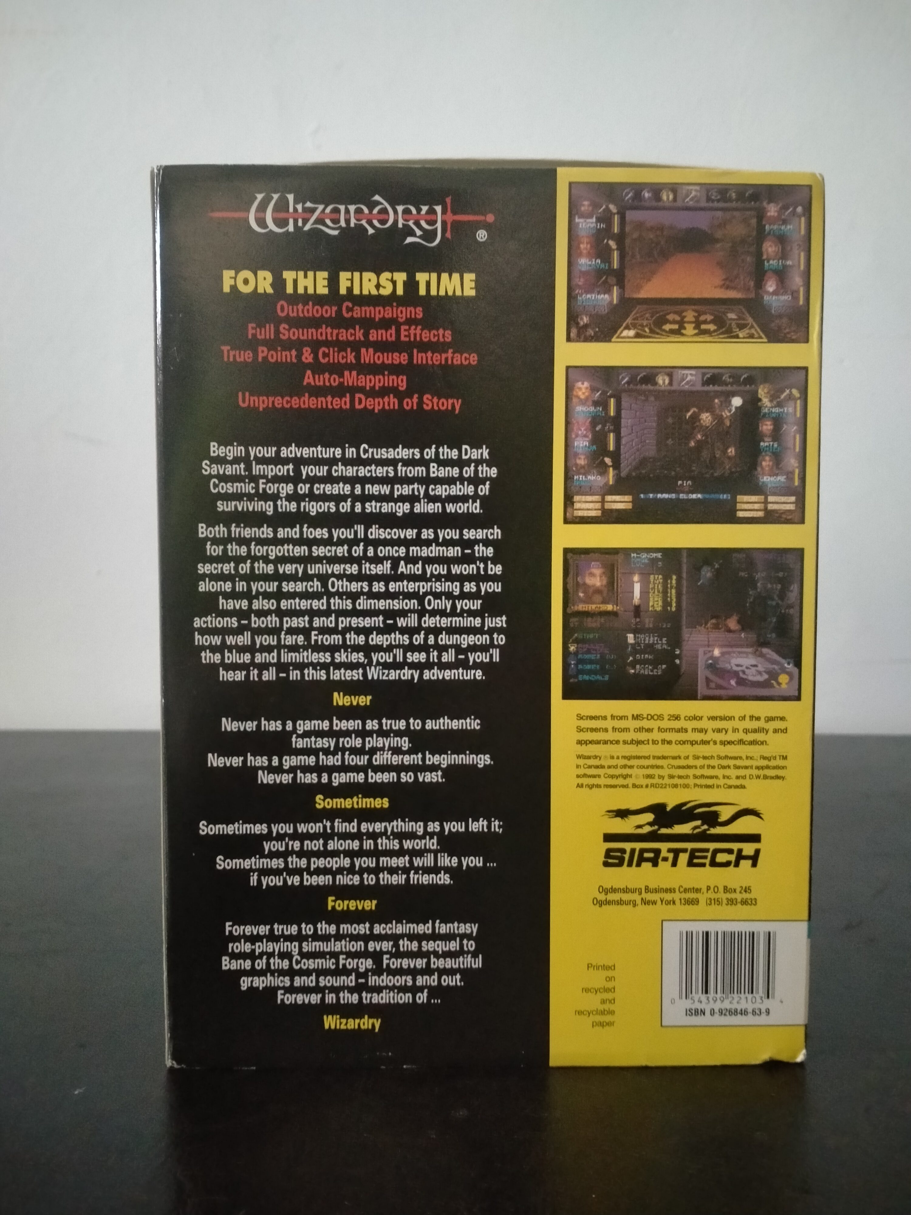 Imagen documental 2 de Wizardry: Crusaders of the Dark Savant, formato Big Box, para MS-DOS